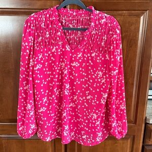 Women's Pink Printed Long-Sleeve Blouse